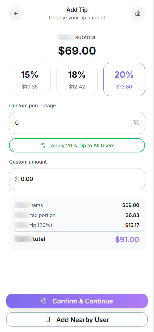 Add tip and tax
